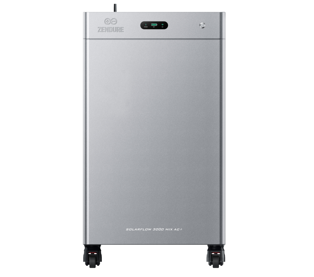 Vooraanzicht van de thuisbatterij Zendure SolarFlow 3000 Mix AC+